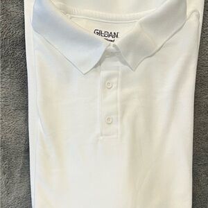 Gildan DryBlend White Polo Shirt NWOT